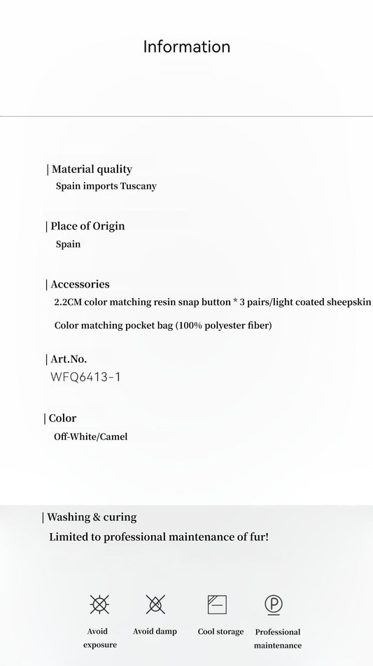 "Night in Paris" imported Tuscan sheepskin women's V-neck age-reducing lamb fur coat