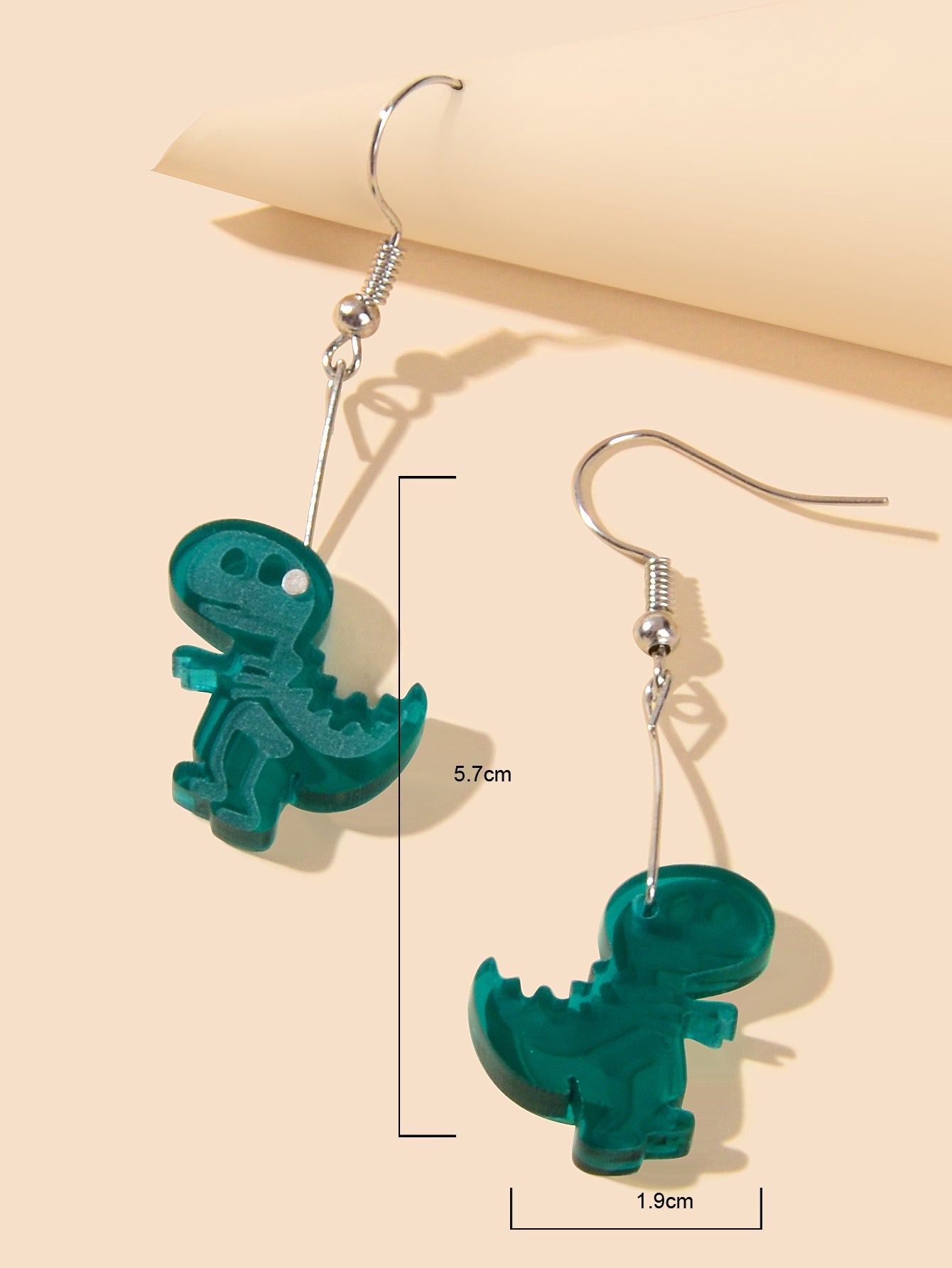 Lovely Cartoon Jewellery Green Resin Dinosaur Dangle Pendant Earrings for Women-3