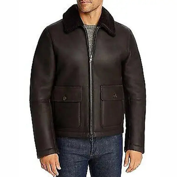 Michael Kors Leather Shearling Flight Jacket