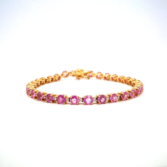 Pink Sapphire and Diamond Bracelet in 18K Yellow Gold - KGD 41038