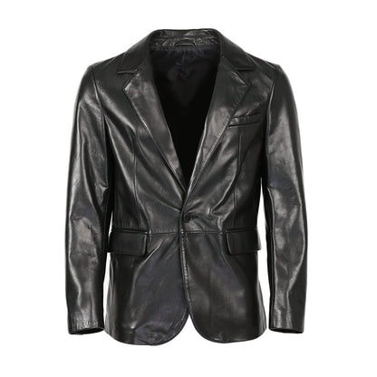 Maximus Mens New Zealand 1 Button Leather Blazer-0