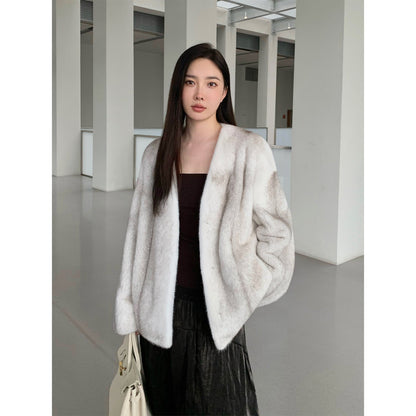 Louvre Mink V-Neck Jacket