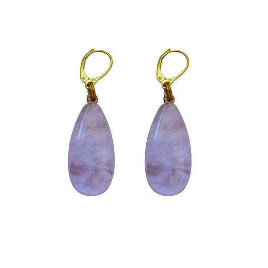 Rose Quartz and Yellow Gold Vermeil Earrings, Gemstone Earrings, Pink Gemstones, Feminine Jewelry,Bloom Collection | by nlanlaVictory-0