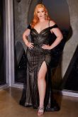 Off The Shoulder Fitted Sequin Gown Curve-5