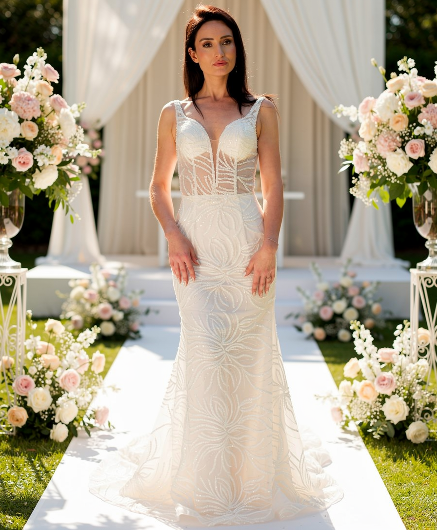 Amaryllis Hand Crystal Beaded Wedding Dress-0