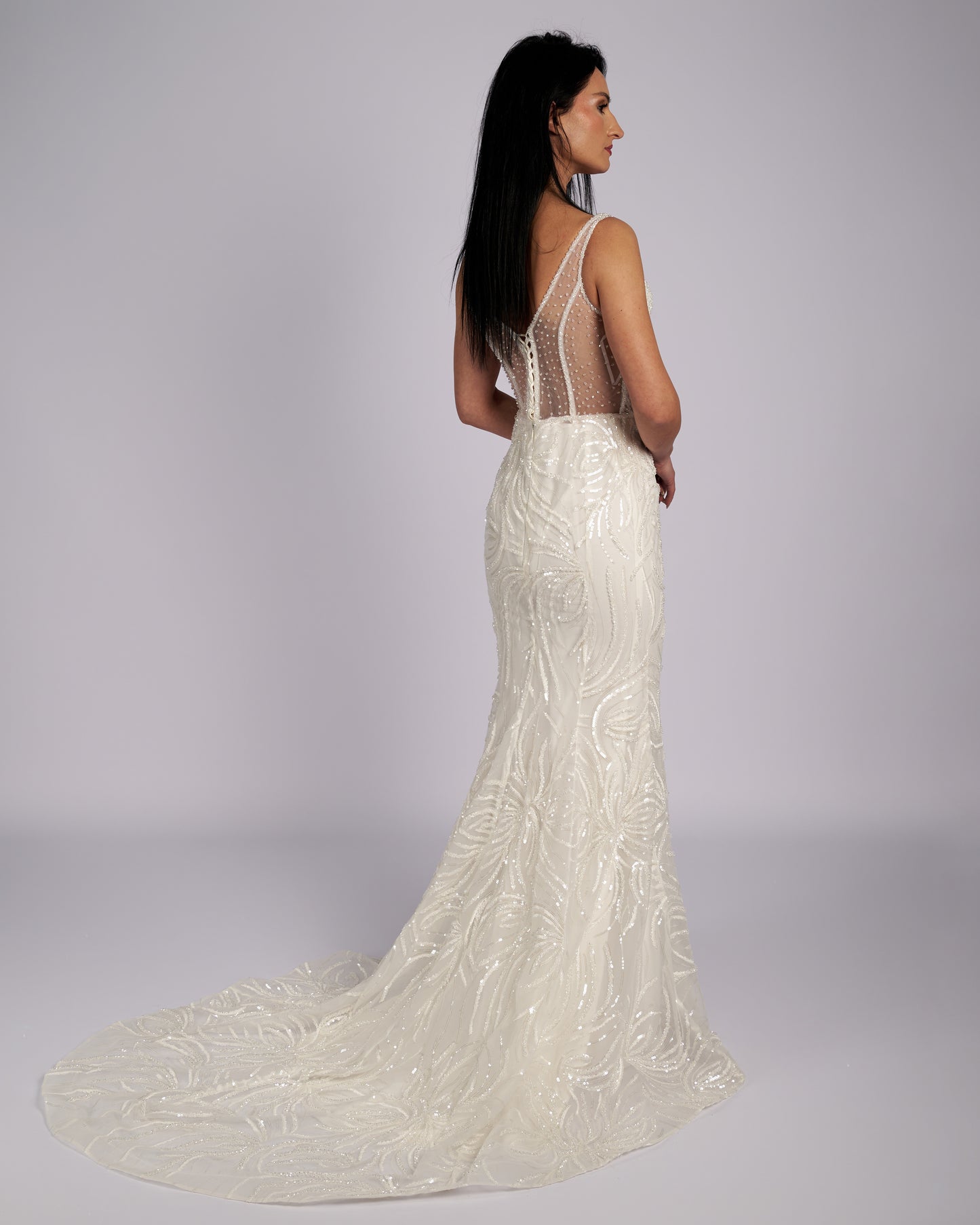 Amaryllis Hand Crystal Beaded Wedding Dress-3