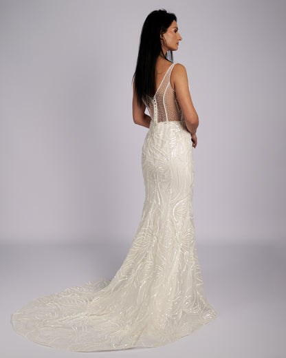 Amaryllis Hand Crystal Beaded Wedding Dress-3