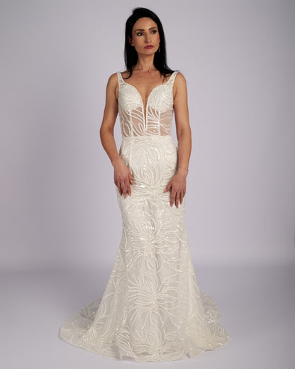 Amaryllis Hand Crystal Beaded Wedding Dress-2
