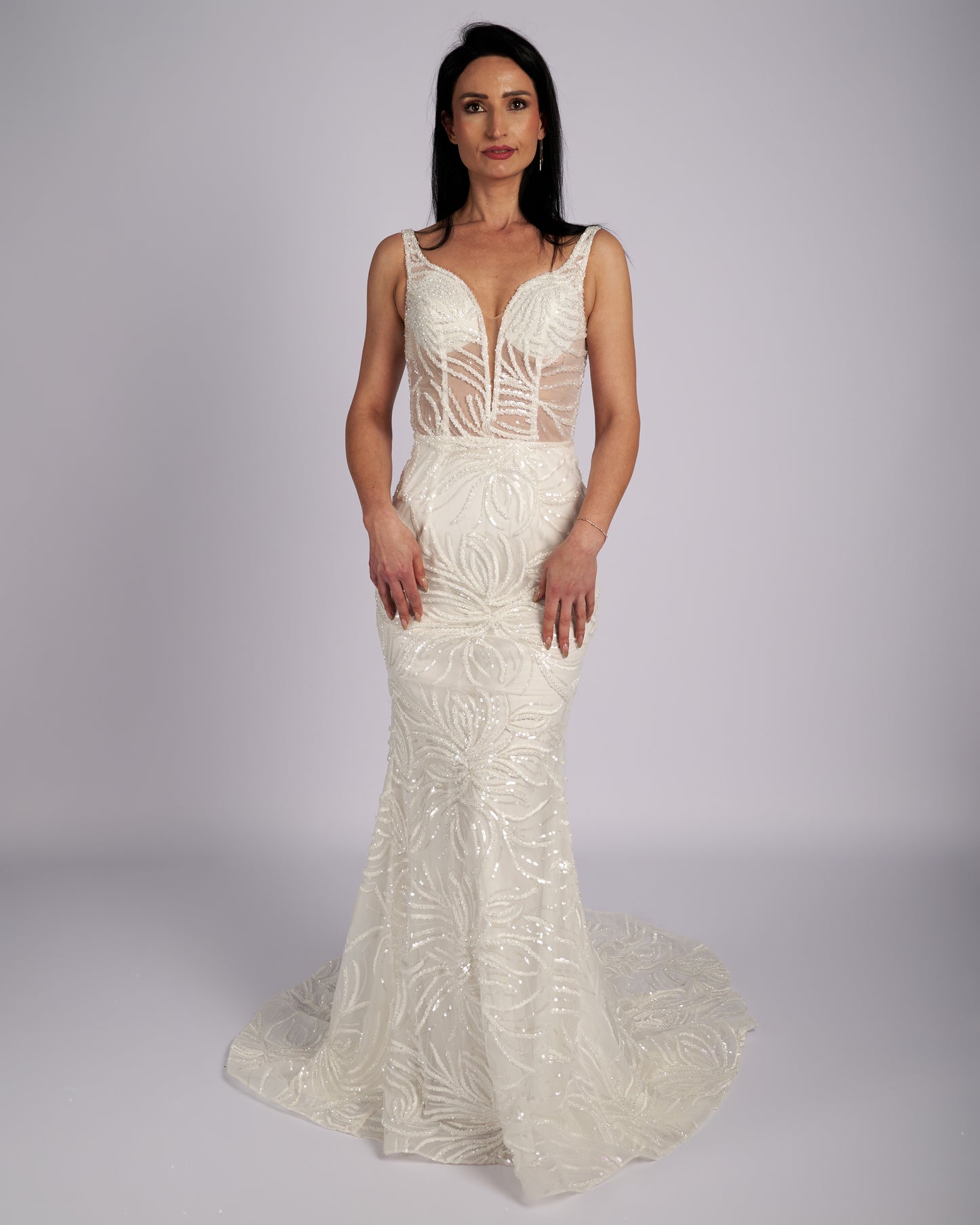 Amaryllis Hand Crystal Beaded Wedding Dress-4