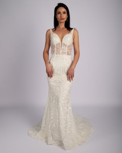Amaryllis Hand Crystal Beaded Wedding Dress-4