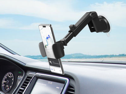 Techancy Suporte Para Telemóvel Para Automóvel Preto+Cinzento Ti2230 , Suporte Retrátil, Ventosa Antiderrapante, 4-7,2 Polegadas