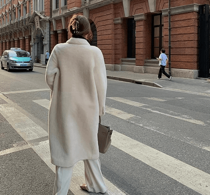 "Korean Drama Ace" Merino mid-length sheepskin coat-4