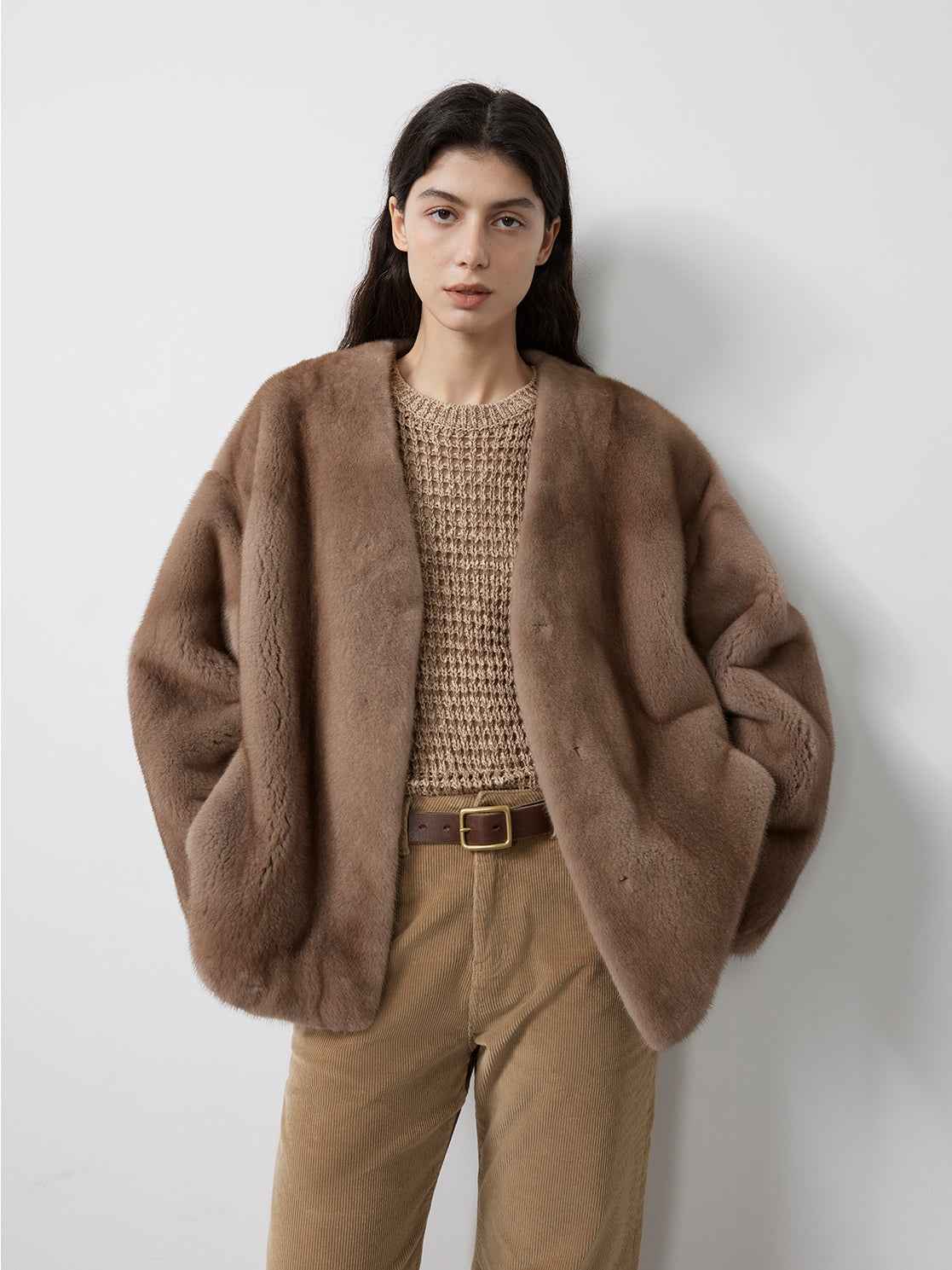Louvre Mink V-Neck Jacket-0