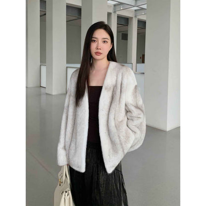 Louvre Mink V-Neck Jacket-10