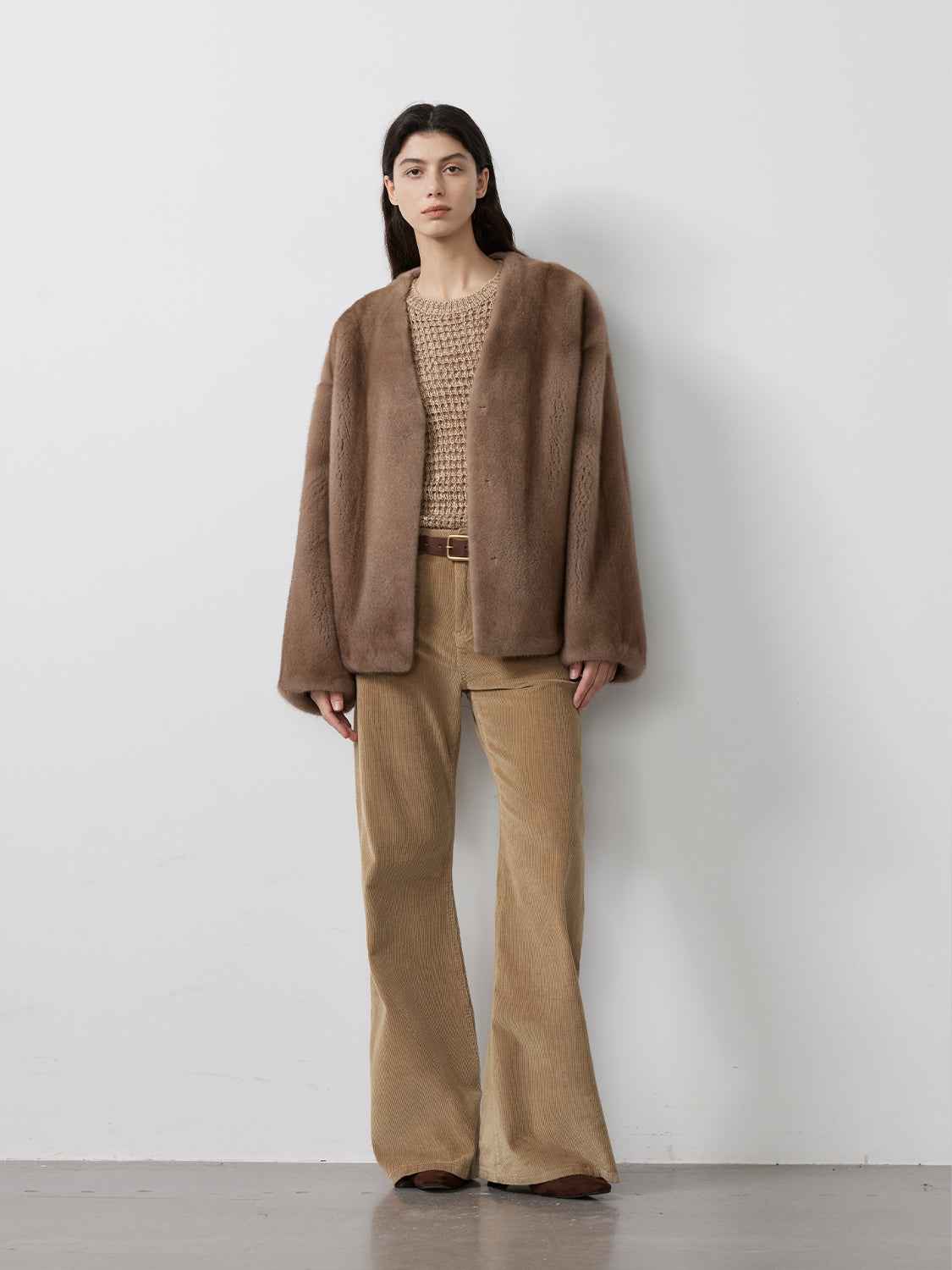 Louvre Mink V-Neck Jacket-2