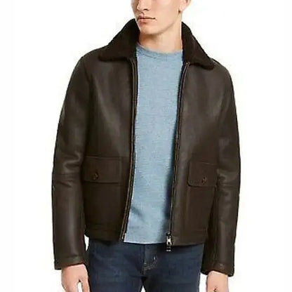 Michael Kors Leather Shearling Flight Jacket