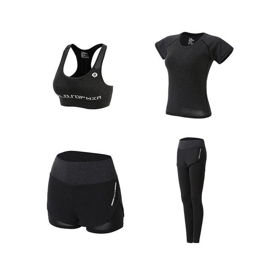 5Pcs Women's Yoga Sets Outdoor Running Yoga Quick Dry