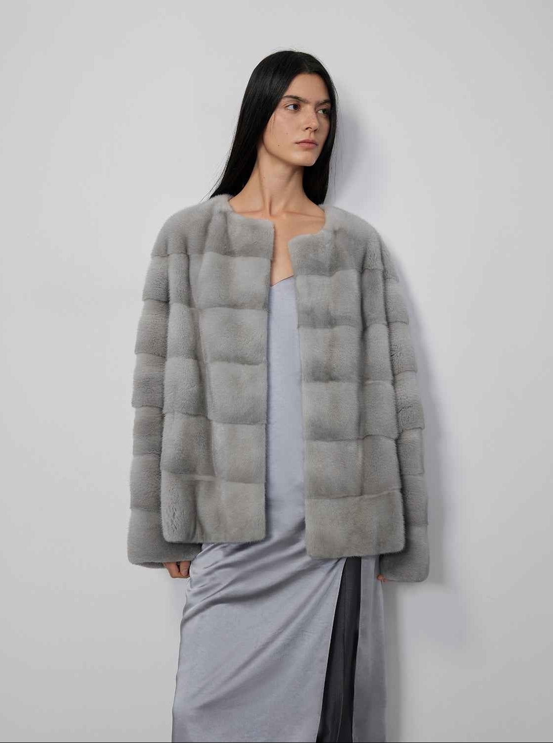 Vintage Clock Velvet Mink Fur Coat Winter-3