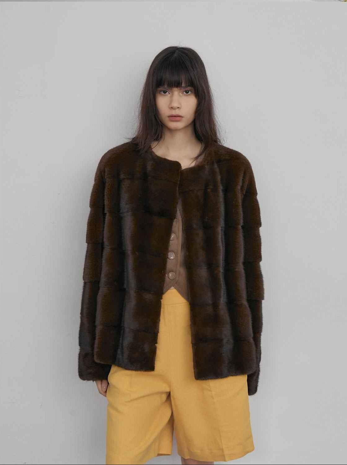 Vintage Clock Velvet Mink Fur Coat Winter-2