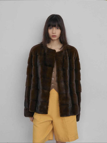 Vintage Clock Velvet Mink Fur Coat Winter-2