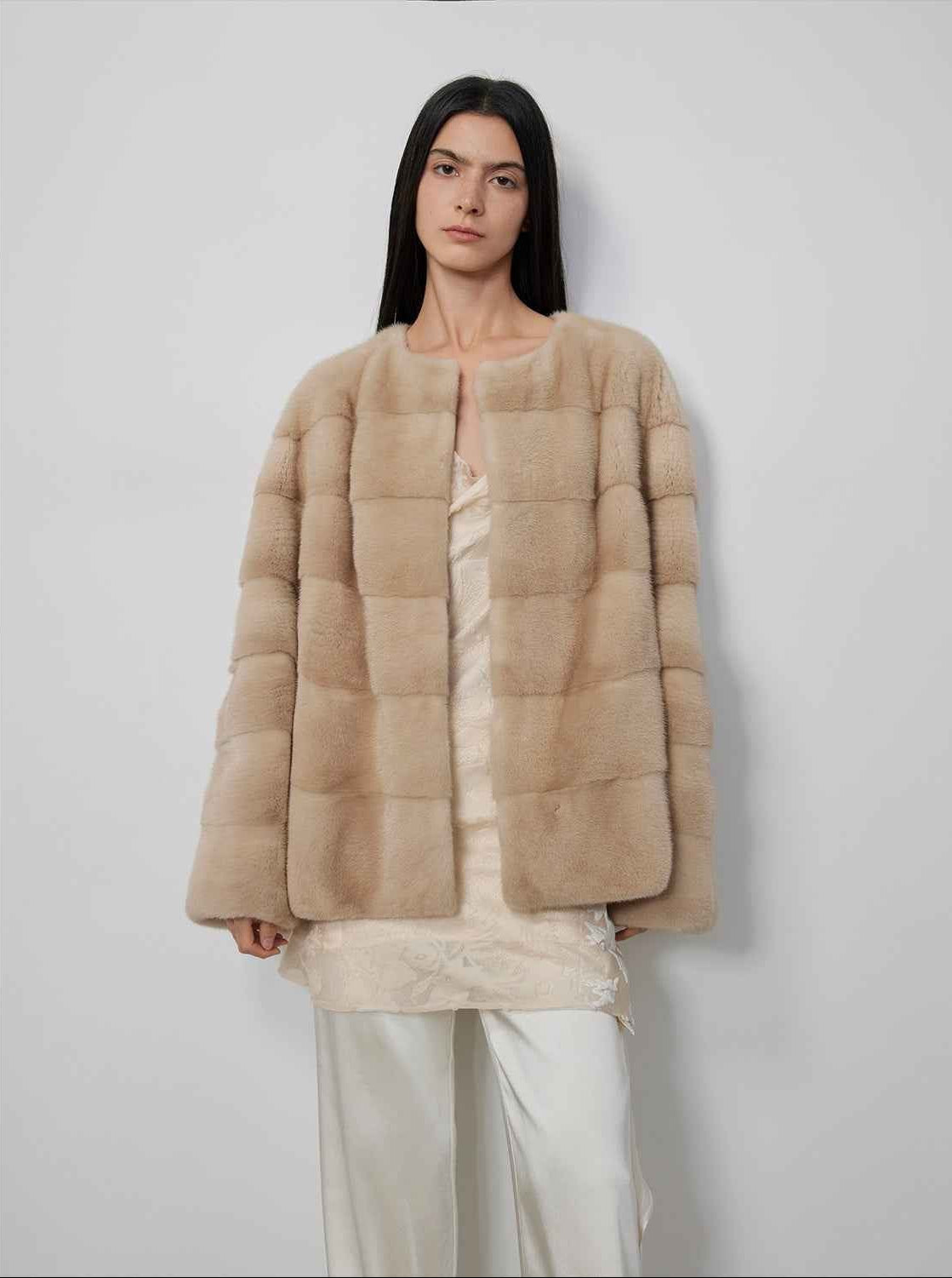 Vintage Clock Velvet Mink Fur Coat Winter-0