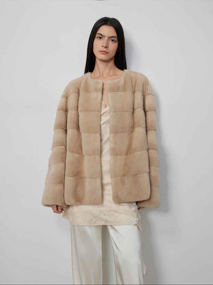 Vintage Clock Velvet Mink Fur Coat Winter-0