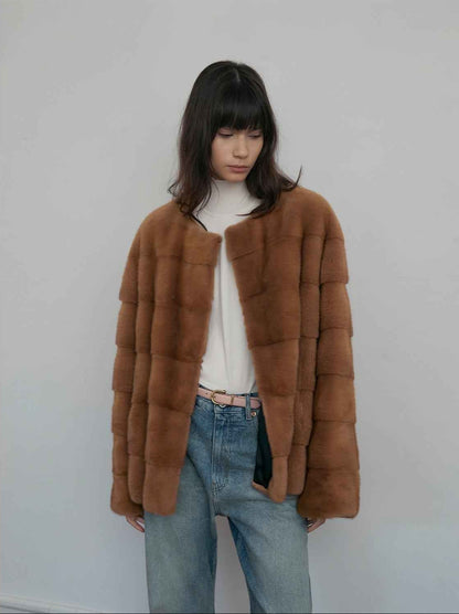 Vintage Clock Velvet Mink Fur Coat Winter-1