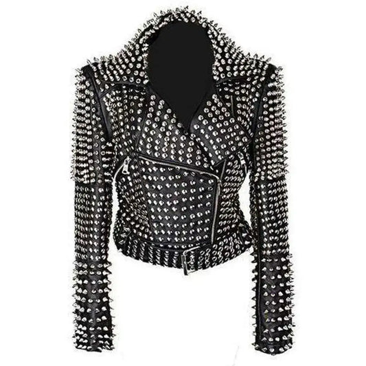 Women’s Studded Punk Leather Jacket